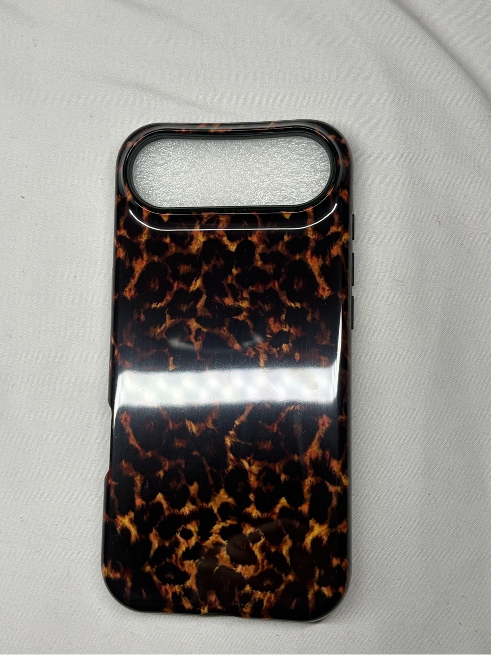 Leopard Print Phone Case - Black & Brown Gloss Finish